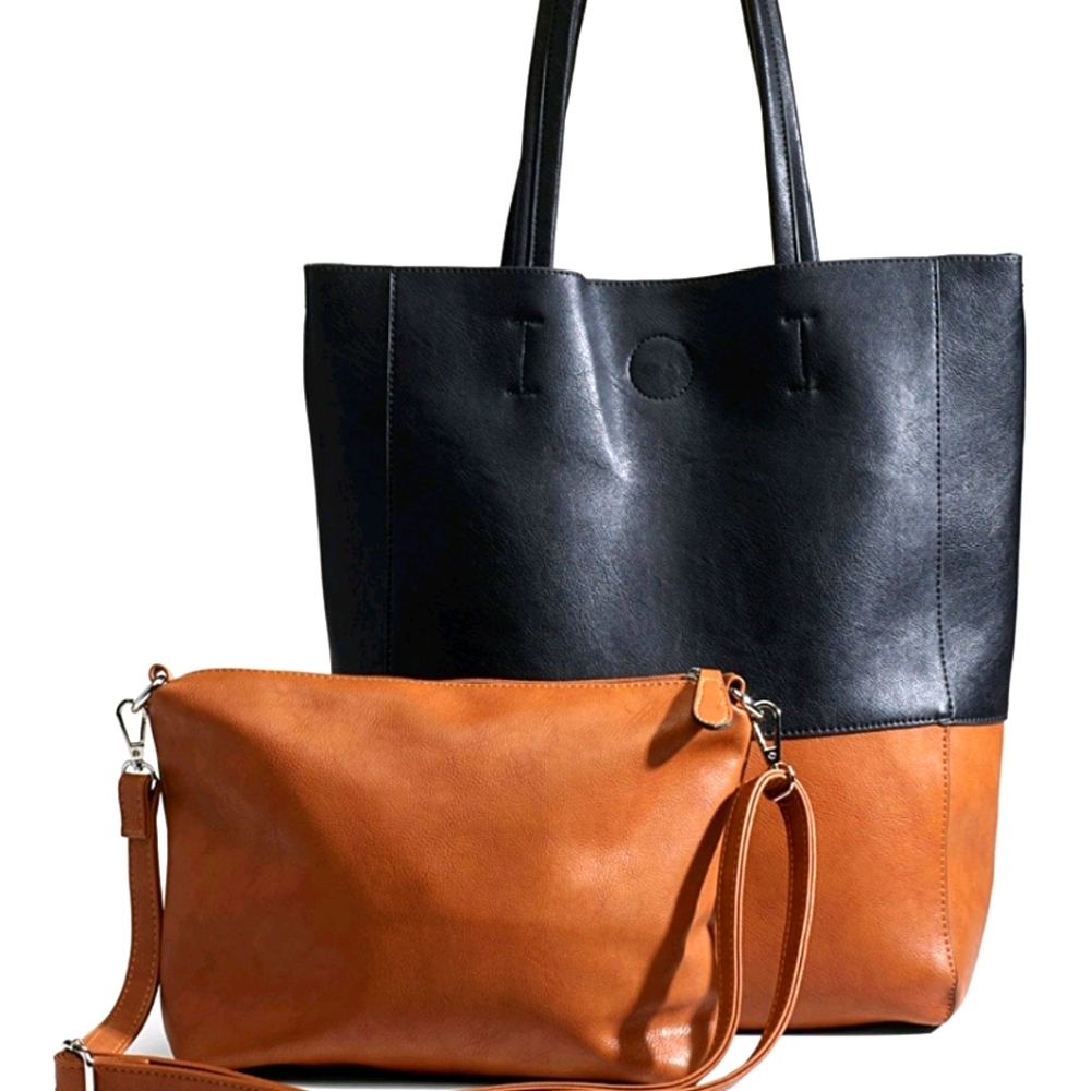 Simon's Two-Tone Tote and Clutch